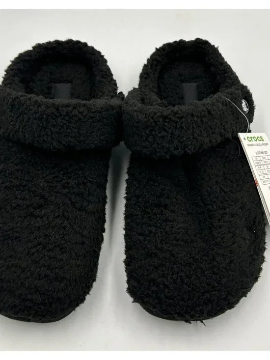 NWT Crocs Men's Classic Black Fleece Cozzzy Fuzzy Slippers Size 8 3290 - Picture 5 of 15
